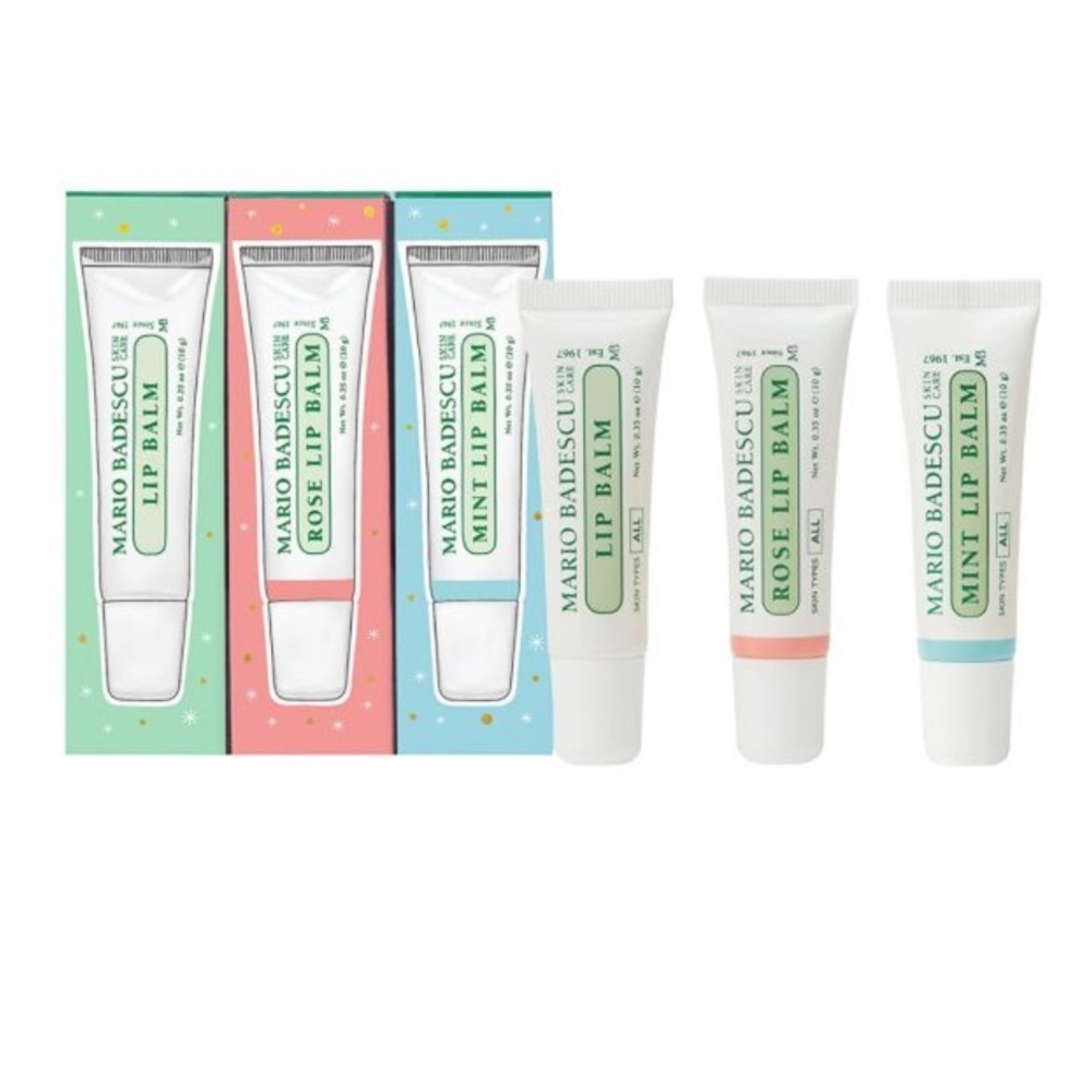 Mario Badescu Lip Balm Set 3 Pack Original Mint Acai Vanilla 0.35oz Each NEW